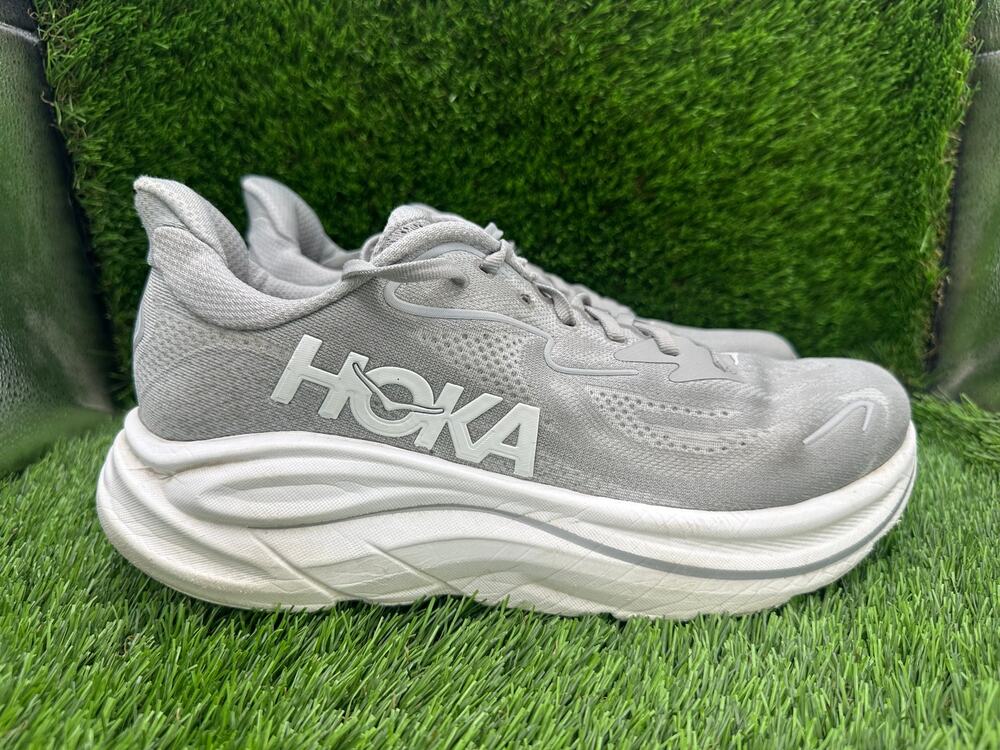 Hoka One One Clifton 10 1162030-STLLR Athletic Sneaker Mens 10D Gray Knit Sports